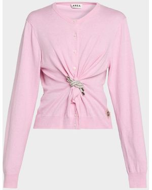 Area Crystal Knot Cardigan Sweater - Blue