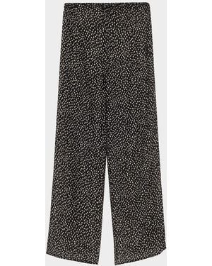 Nili Lotan Clea Spotted Silk Straight-Leg Pull-On Pants - Gray