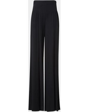 Akris Myriam Pleated Wide Silk-Georgette Pants - Black