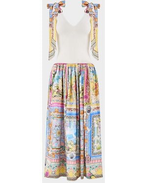CAMILLA Navas Nouveau Knit Bodice Silk Midi Dress - White