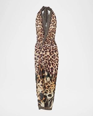 CAMILLA Leotigra Printed Side Twist Jersey Maxi Dress - White
