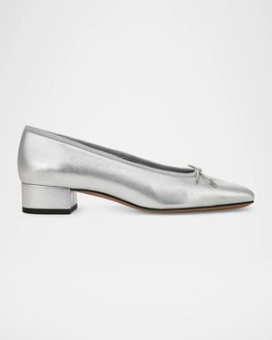 Vince 10Mm Vikki Metallic Leather Ballerina Pumps - White