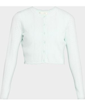 LoveShackFancy Nadiya Pointelle-Knit Cardigan - White