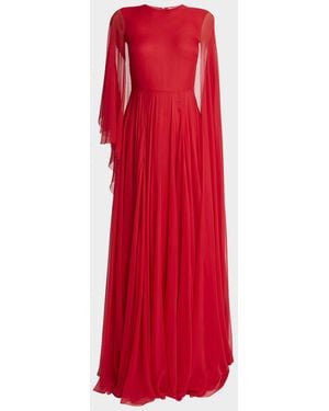 Givenchy Silk-Crepon Gown - Red