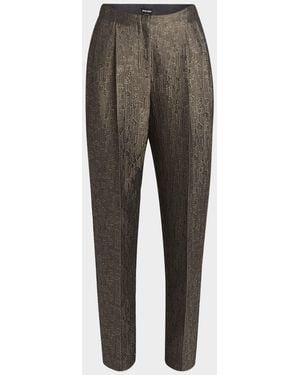 Giorgio Armani Geo Silk Jacquard Tapered-Leg Pants - Gray