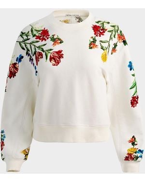 Alice + Olivia Russell Embroidered Crewneck Sweatshirt - Multicolor