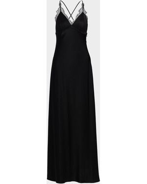 Kobi Halperin Evin Lace-Trim Satin Maxi Dress - Black