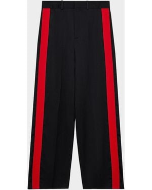 Loewe Apos;S Striped Wool-Cotton Wide-Leg Pants - Red