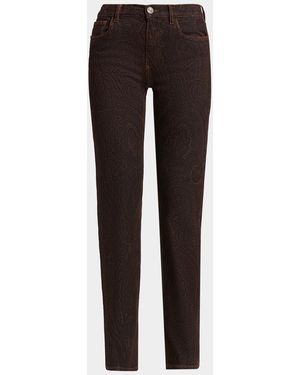 Etro Paisley-Print Denim Straight-Leg Jeans - Multicolor