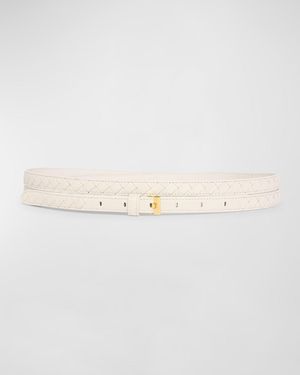 Bottega Veneta Double-Layered Thin Leather Belt - Natural