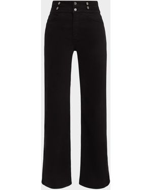 Ramy Brook Liv Double-Button Wide-Leg Jeans - Black