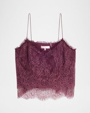 LoveShackFancy Ferni Floral Lace Tank Top - Purple