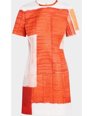 Jason Wu Abstract-Print Matte Duchess Satin Mini Dress - Orange