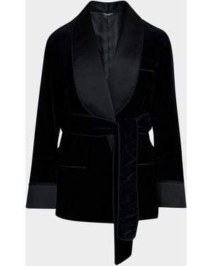Dolce & Gabbana Apos;S Satin Shawl Lapel Velvet Smoking Jacket - Black
