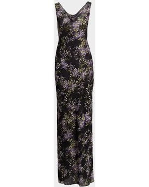 Norma Kamali Floral Cowlneck Maxi Dress - White