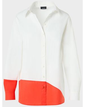 Akris Colorblock Patchwork Button-Down Blouse - Red
