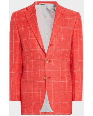 Kiton Apos;S Cashmere-Blend Windowpane Sport Coat - Red