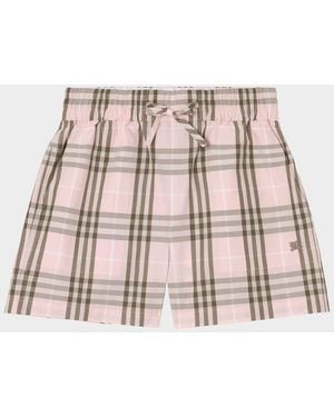 Burberry Evelyn Check Cotton Shorts - Natural