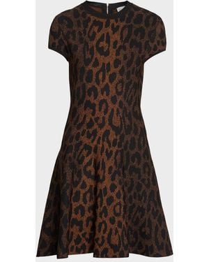 MILLY Honor Leopard Mini Dress - Brown