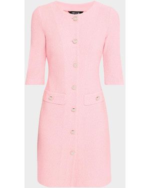 Misook Button-Down Knit Mini Dress - Pink