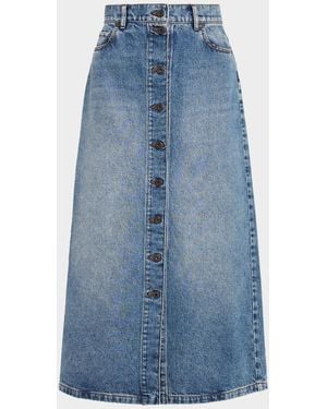 Weekend by Maxmara Asti A-Line Cotton Denim Midi Skirt - Blue