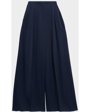 MICHAEL Michael Kors Pleated High-Rise Palazzo Pants - Blue