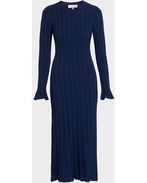 Alice + Olivia Rhea Cable-Knit Midi Dress - Blue
