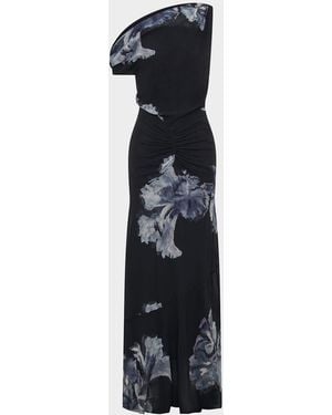 Nicholas Elza Asymmetric Off-Shoulder Paneled Maxi Dress - White