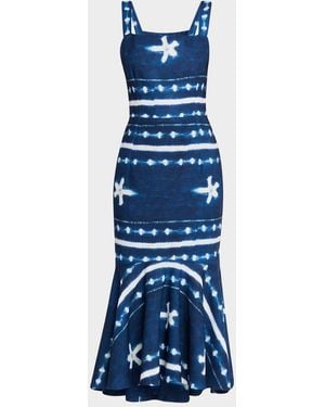 JBQ Natasha Shibori Midi Dress - Blue