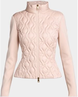 Moncler Cotton Padded Zip-Up Cardigan - Pink