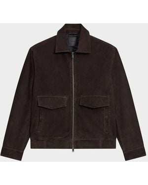 Theory Apos;S Leather Full-Zip Aviator Jacket - Black