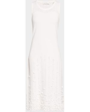 Tahari The Alana Floral Applique Knit Midi Dress - White