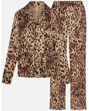 Dolce & Gabbana x SKIMS Silk Long-Sleeve Sleep Set - Brown