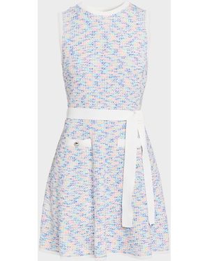 Shoshanna Coco Sleeveless Tweed Knit Mini Dress - White