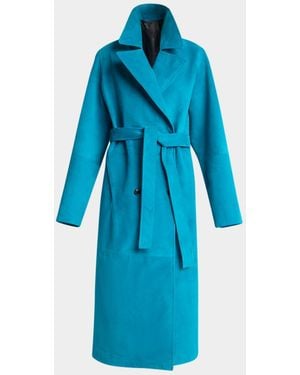 Alaïa Velvet Suede Belted Trench Coat - Blue