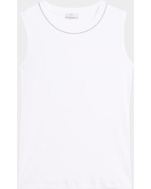 Peserico Punto Luce Crewneck Rib Knit Top - White