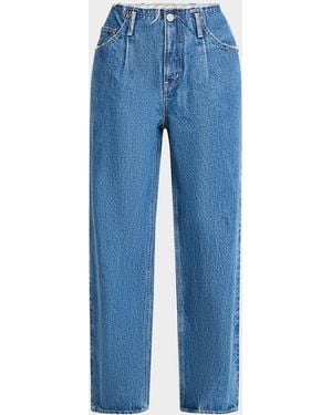 Moussy Macclenny Frayed Pleated Jeans - Blue