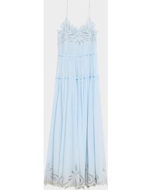 Ulla Johnson Filippa Embroidered Silk Gown - Blue