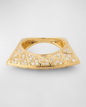 DRIES CRIEL 18K Diamond Lotus Ring With Cross Pattern - Metallic