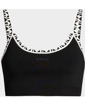 Versace Jeans Couture La Vacanza Graphic Trim Crop Top - Black