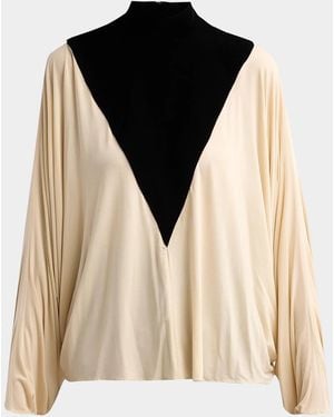 Zimmermann Valiant Velvet & Jersey Batwing Top - Natural