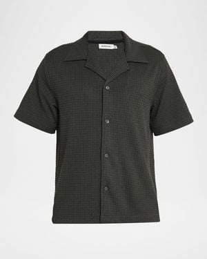 Jonathan Simkhai Troy Textured Polyester Camp Shirt - Green