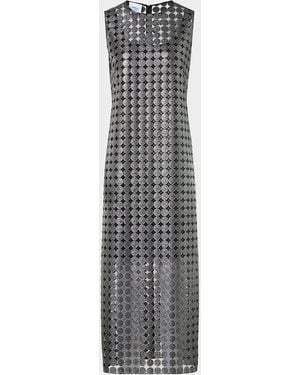 Akris Punto Metallic Dot-On-Tulle Embroidered Midi-Dress - White