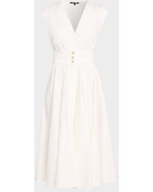 Kobi Halperin Rose Cap-Sleeve Midi Dress With Pockets - White