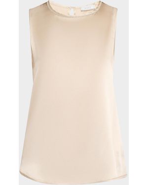 Peserico Sleeveless Punto Luce Crewneck Top - Natural