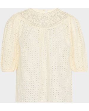 Ulla Johnson Amina Eyelet Puff-Sleeve Top - White