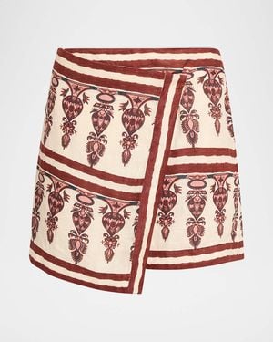 Johanna Ortiz Roots Linen Mini Wrap Skirt - Red