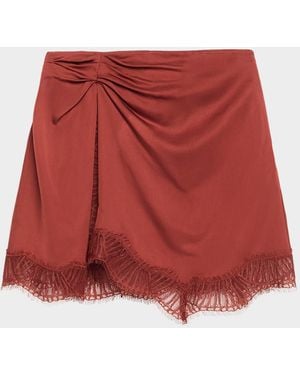 A.L.C. Dion Satin Lace-Trim Mini Skirt - Red