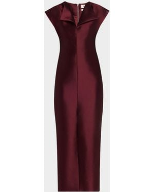 Christopher John Rogers Peel Cap-Sleeve Sheath Midi Dress - Red
