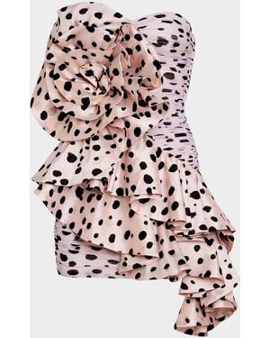 PATBO Runway Ruched Dotted Strapless Mini Dress - White